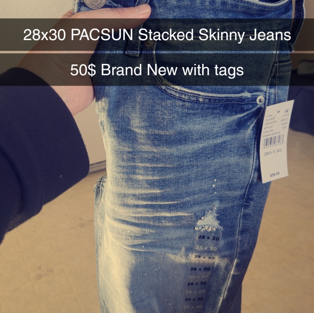 PACSUN Stacked Skinny Active Stretch 28x30 Jeans